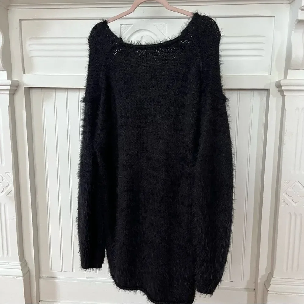 Free People NWT BLACK Sparrow Pullover Medium Oversized - Picture 9 of 11
